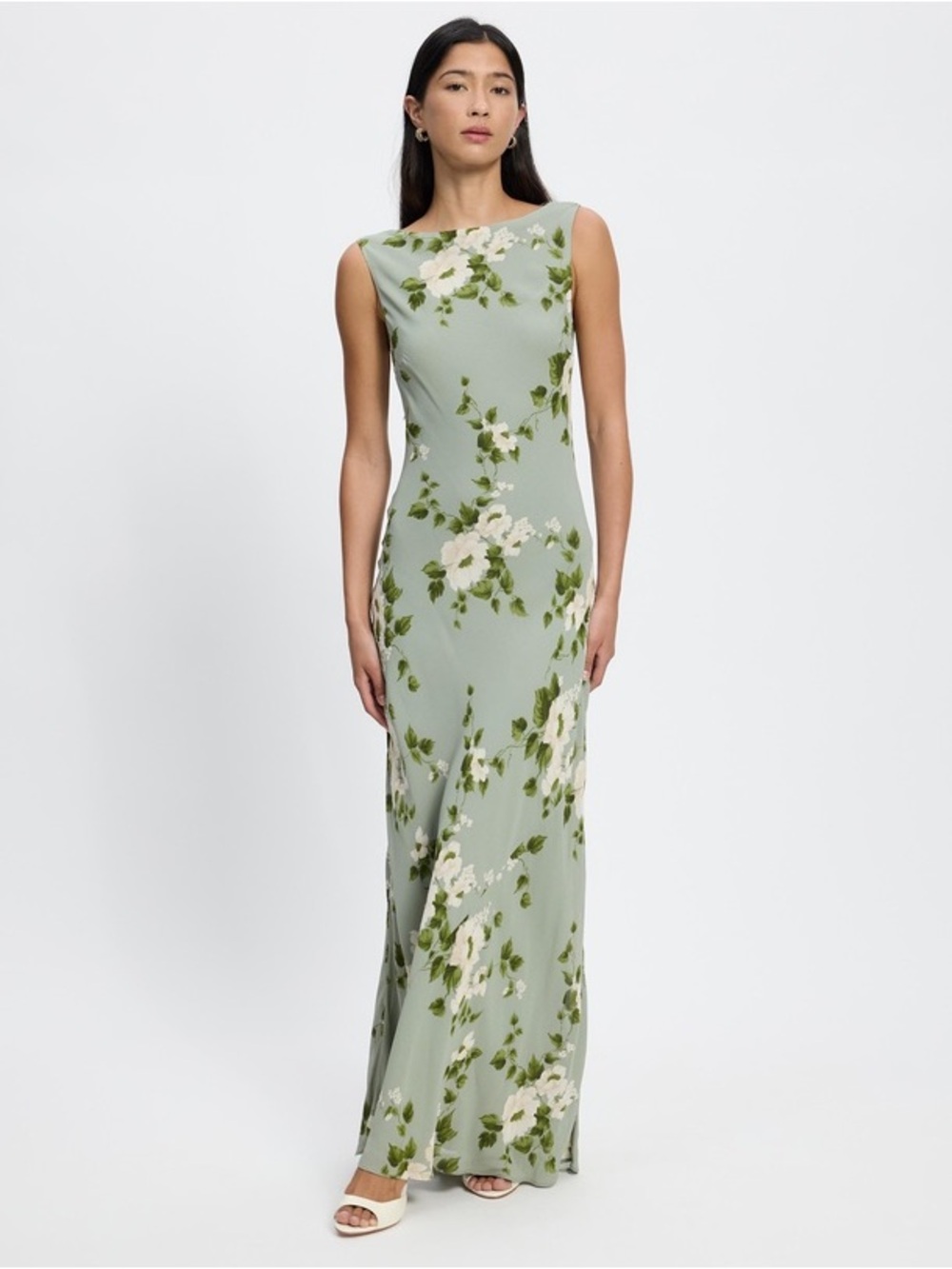 Reformation Sage Green Floral Maxi Dress